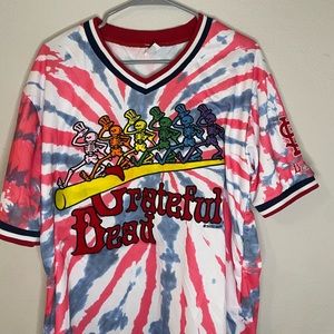 Grateful Dead St. Louis cardinals jersey large tie dye